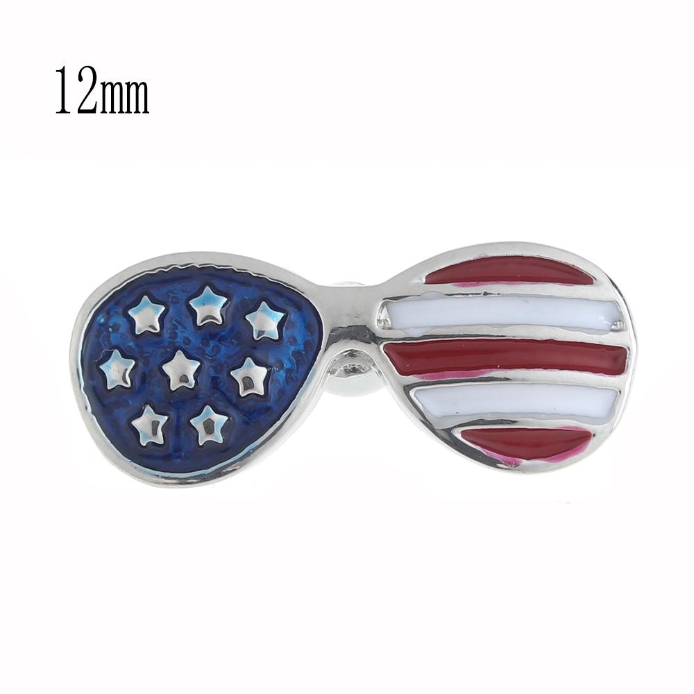12mm glasses Snap Button plated sliver with enamel