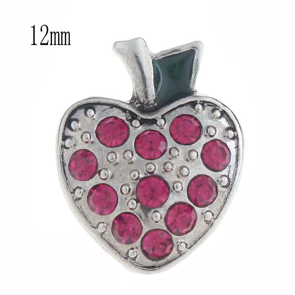 12mm apple Snap Button plated sliver with enamel