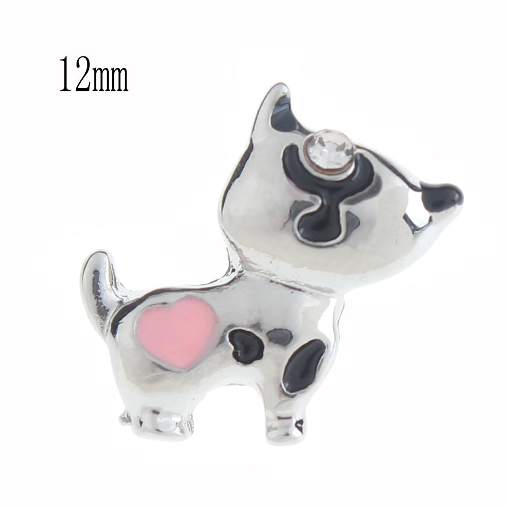 12mm dog Snap Button plated sliver with enamel