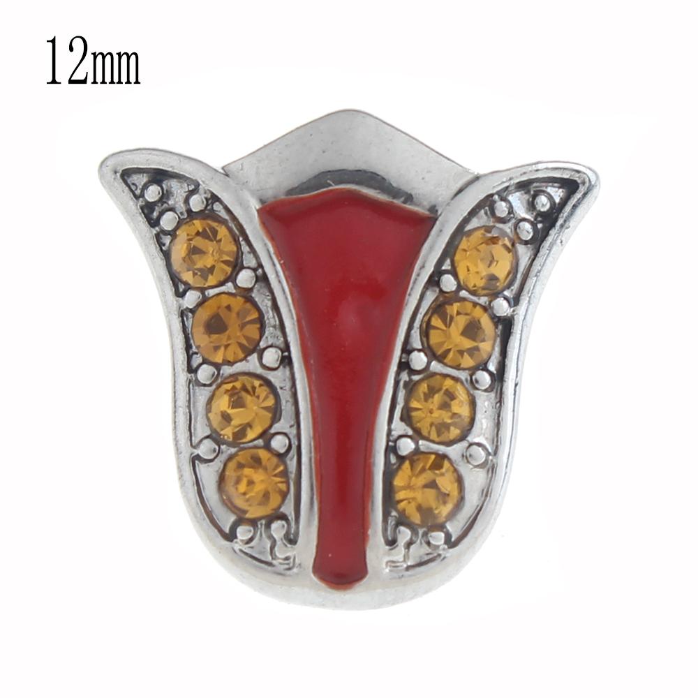 12mm little fox Snap Button plated sliver with enamel