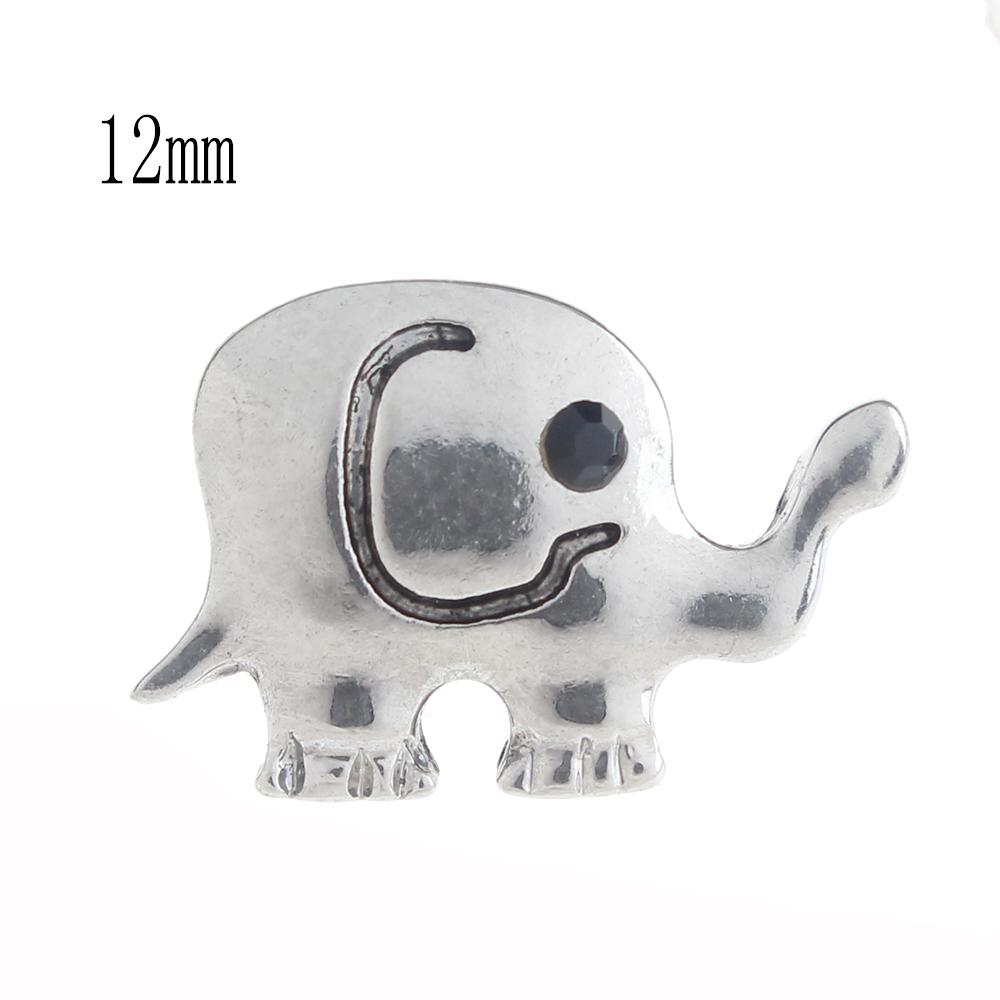 12mm Elephant Snap Button plated sliver with enamel