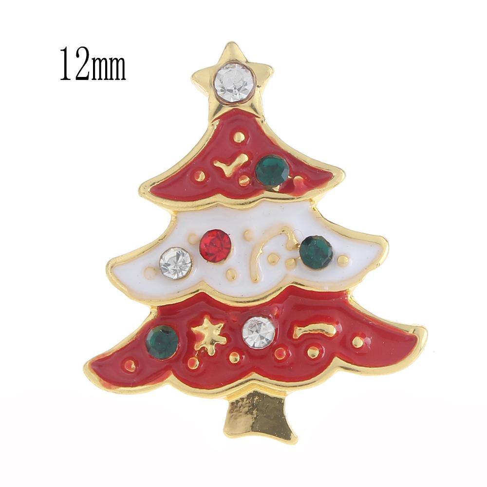 12mm Christmas tree Snap Button plated sliver with enamel