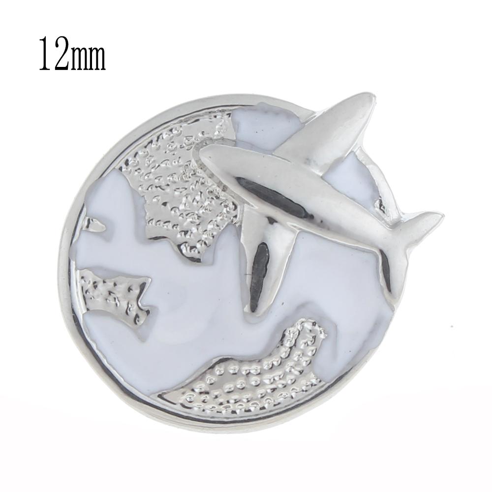 12mm airplane Snap Button plated sliver with enamel