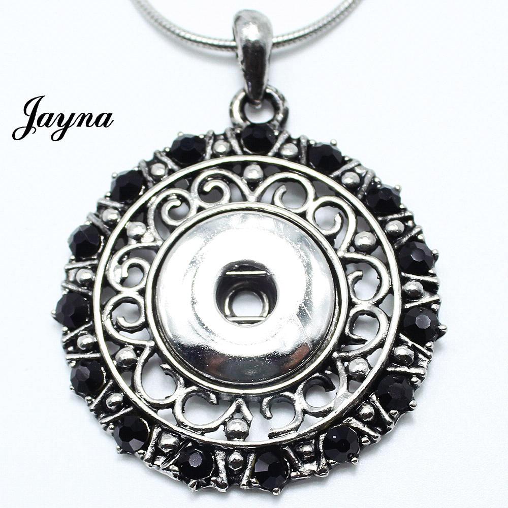 Round Black Rhinestone  antiqued Pendant