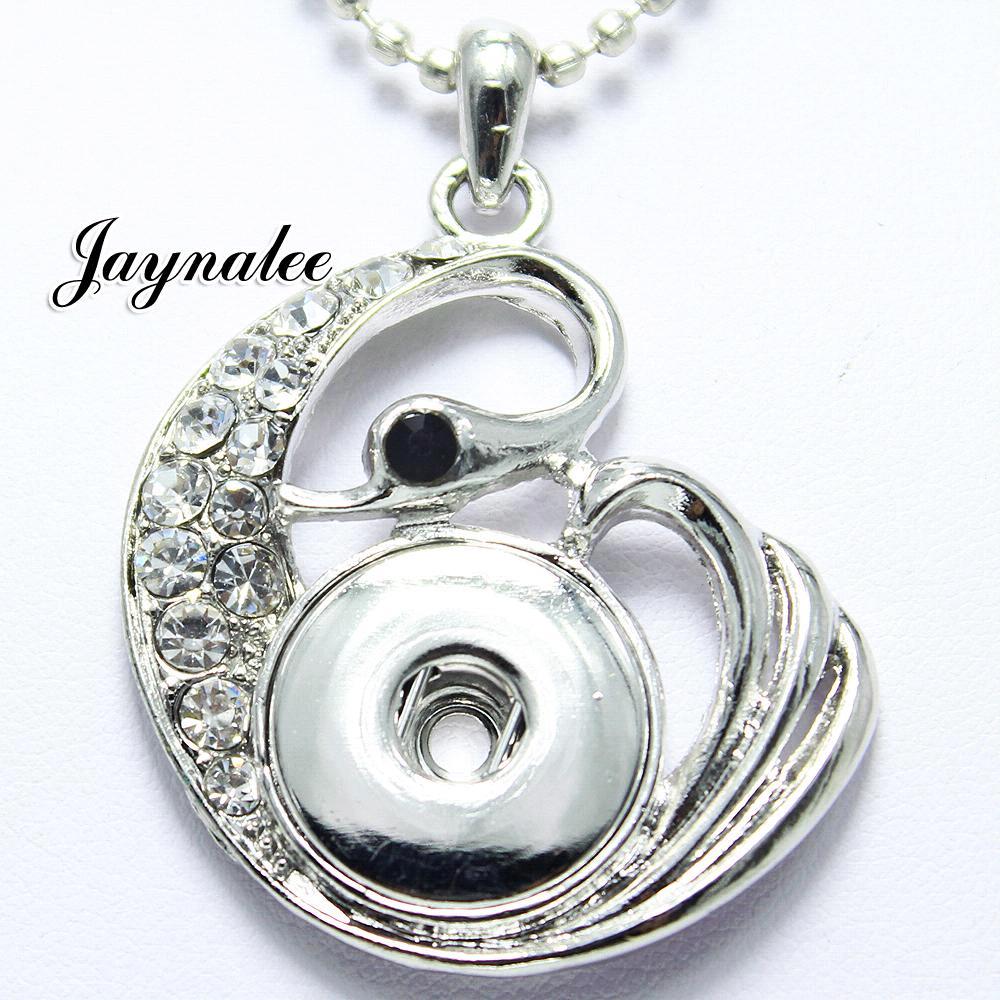 High Quality swan  white Rhinestone metal snap Pendant fit18/20mm snap buttons jewelry