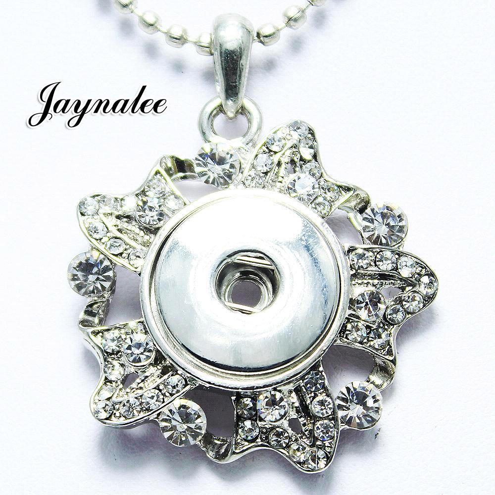 High Quality flower white Rhinestone metal snap Pendant fit 18/20mm snap buttons jewelry