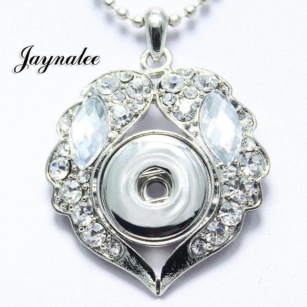 High Quality Heart-shaped  white Rhinestone metal snap Pendant fit 18/20mm snap buttons jewelry