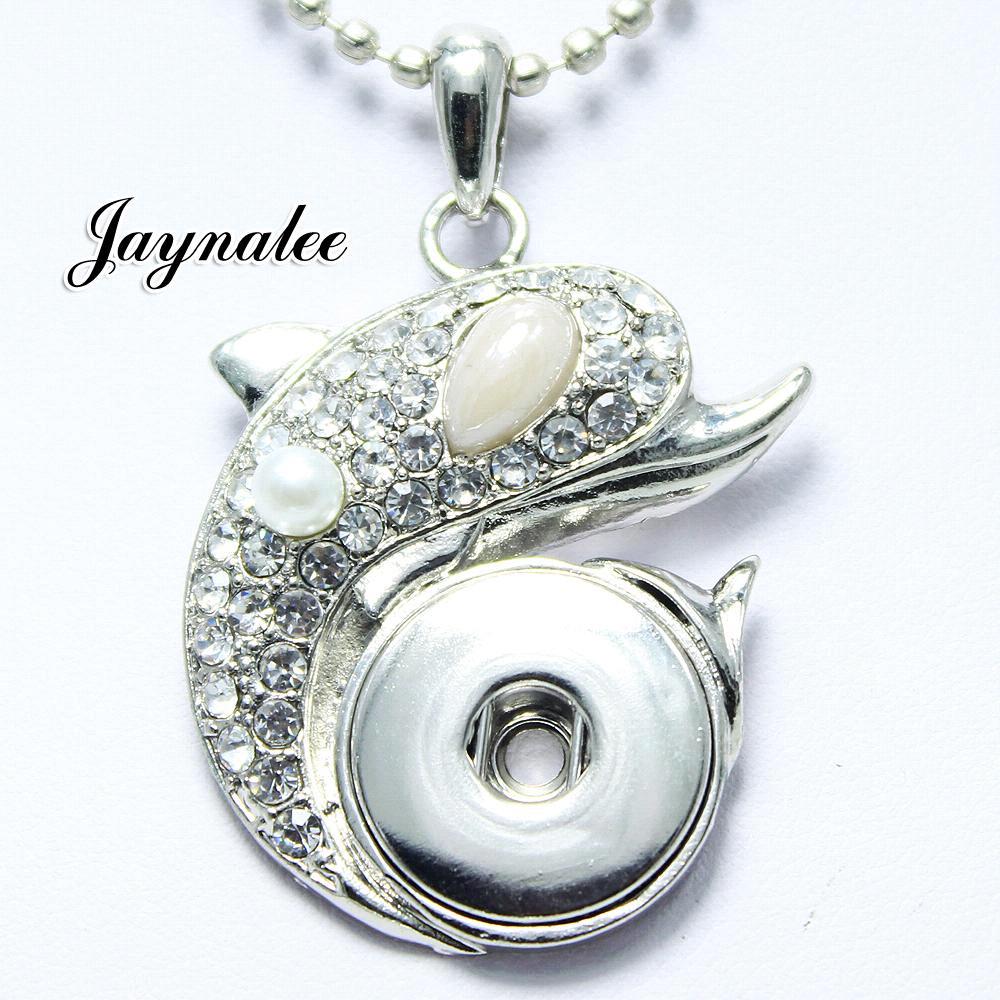 High Quality dolphin  white Rhinestone metal snap Pendant fit18/20mm snap buttons jewelry