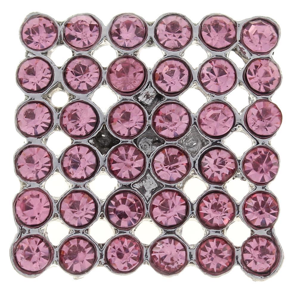 Polygon 20mm pink rhinestone metal snaps