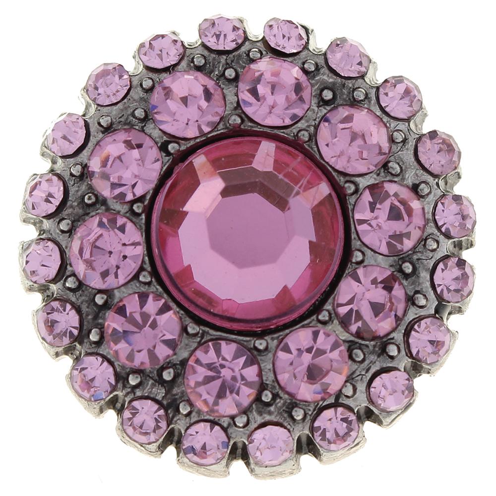 20mm pink rhinestone flowers metal snaps