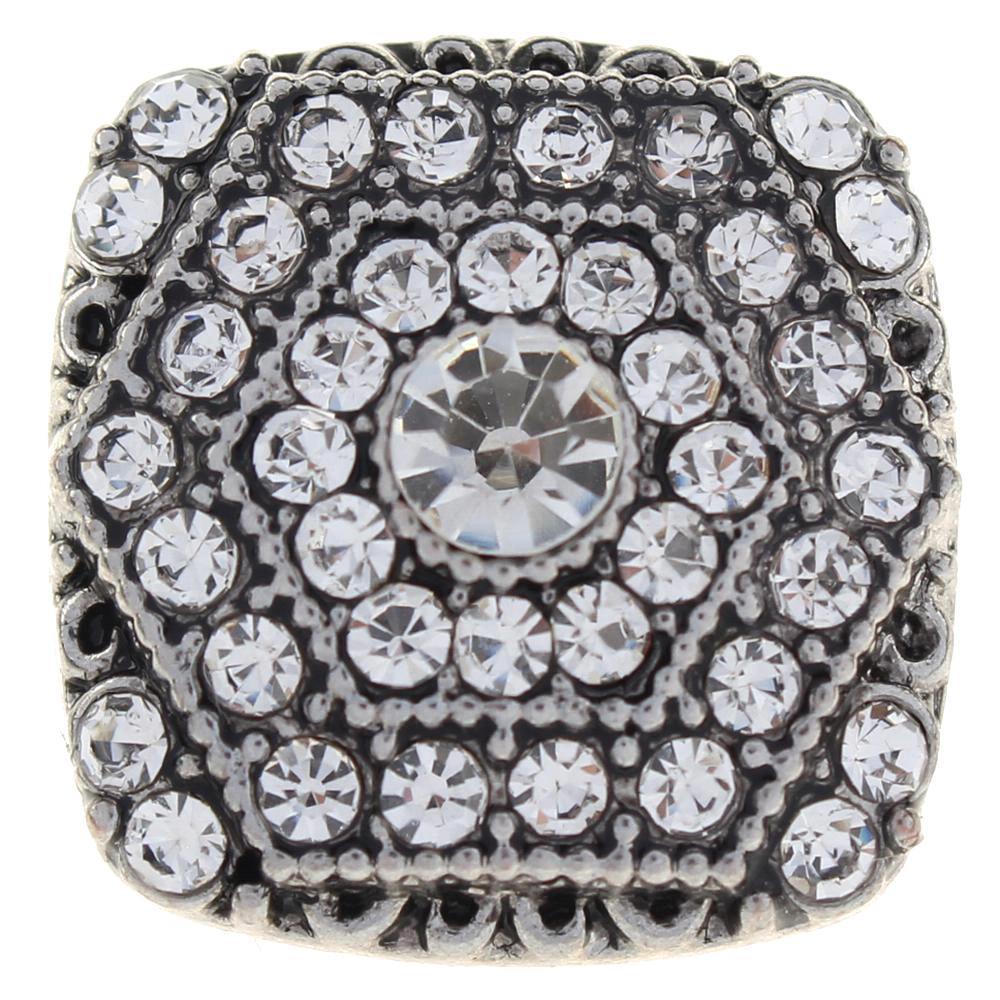 20mm Square white rhinestone flowers metal