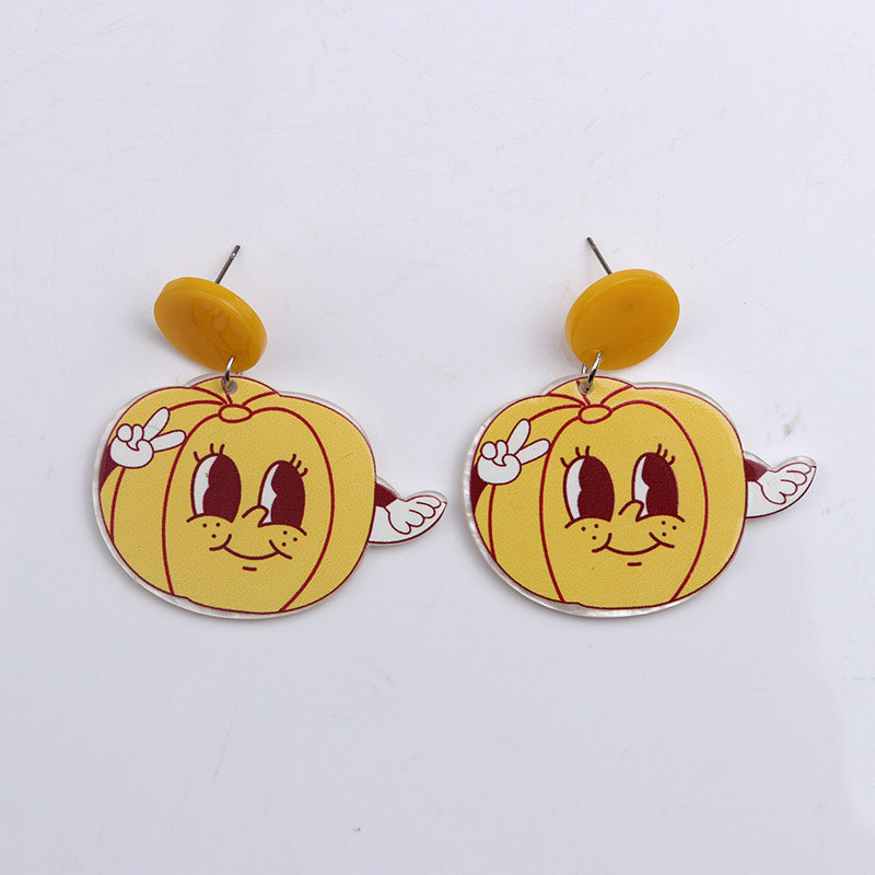 New Halloween Acrylic Pumpkin Skull Flower Ghost Stud Earrings