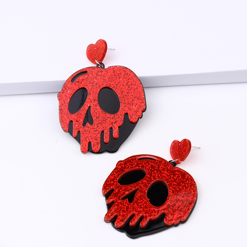 New Halloween Acrylic Pumpkin Skull Flower Ghost Stud Earrings