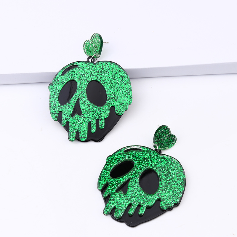 New Halloween Acrylic Pumpkin Skull Flower Ghost Stud Earrings