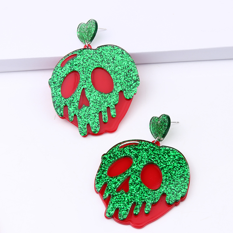 New Halloween Acrylic Pumpkin Skull Flower Ghost Stud Earrings