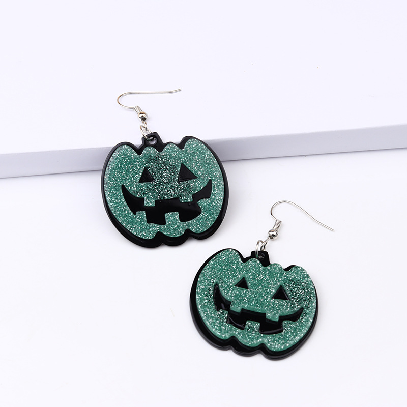 New Halloween Acrylic Pumpkin Skull Flower Ghost Stud Earrings