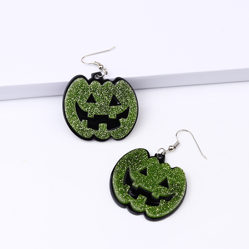 New Halloween Acrylic Pumpkin Skull Flower Ghost Stud Earrings