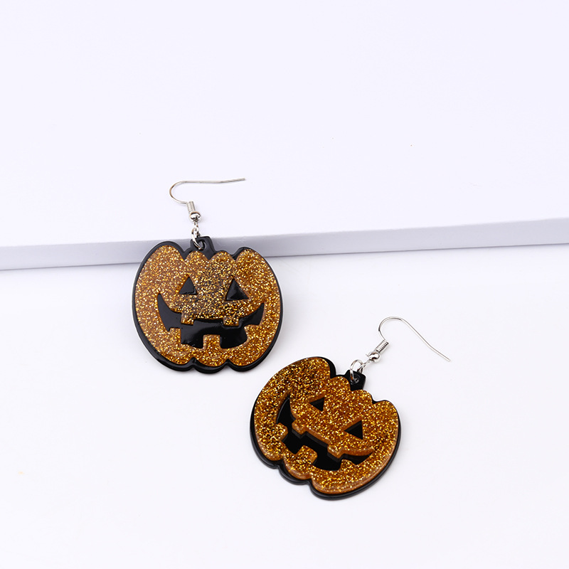 New Halloween Acrylic Pumpkin Skull Flower Ghost Stud Earrings