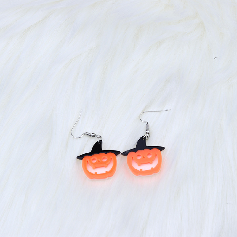 New Halloween Acrylic Pumpkin Skull Flower Ghost Stud Earrings