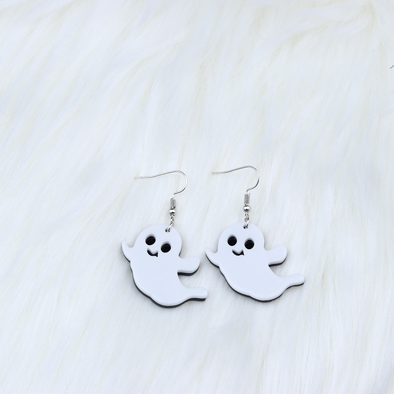 New Halloween Acrylic Pumpkin Skull Flower Ghost Stud Earrings