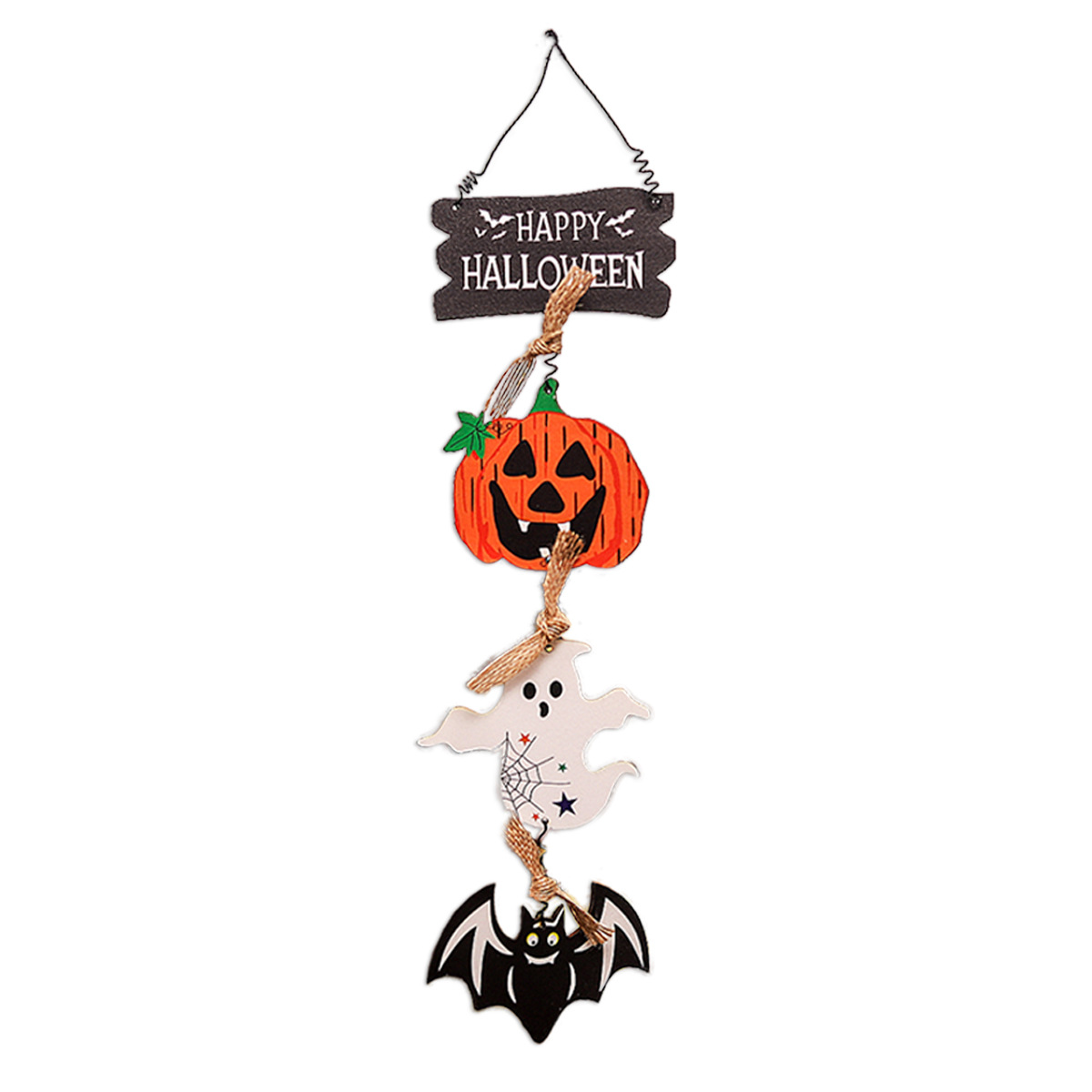 Halloween Decorations New Wooden Door Hanging Pumpkin Ghost Ornament Creative Ornament Cross-border Wholesale