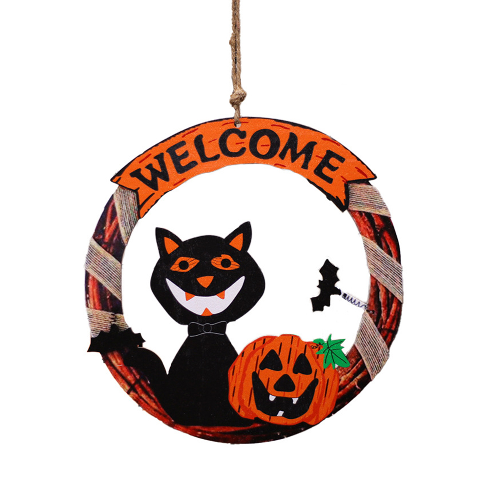 Halloween round door panel wooden pendant ghost festival party scene layout props wholesale