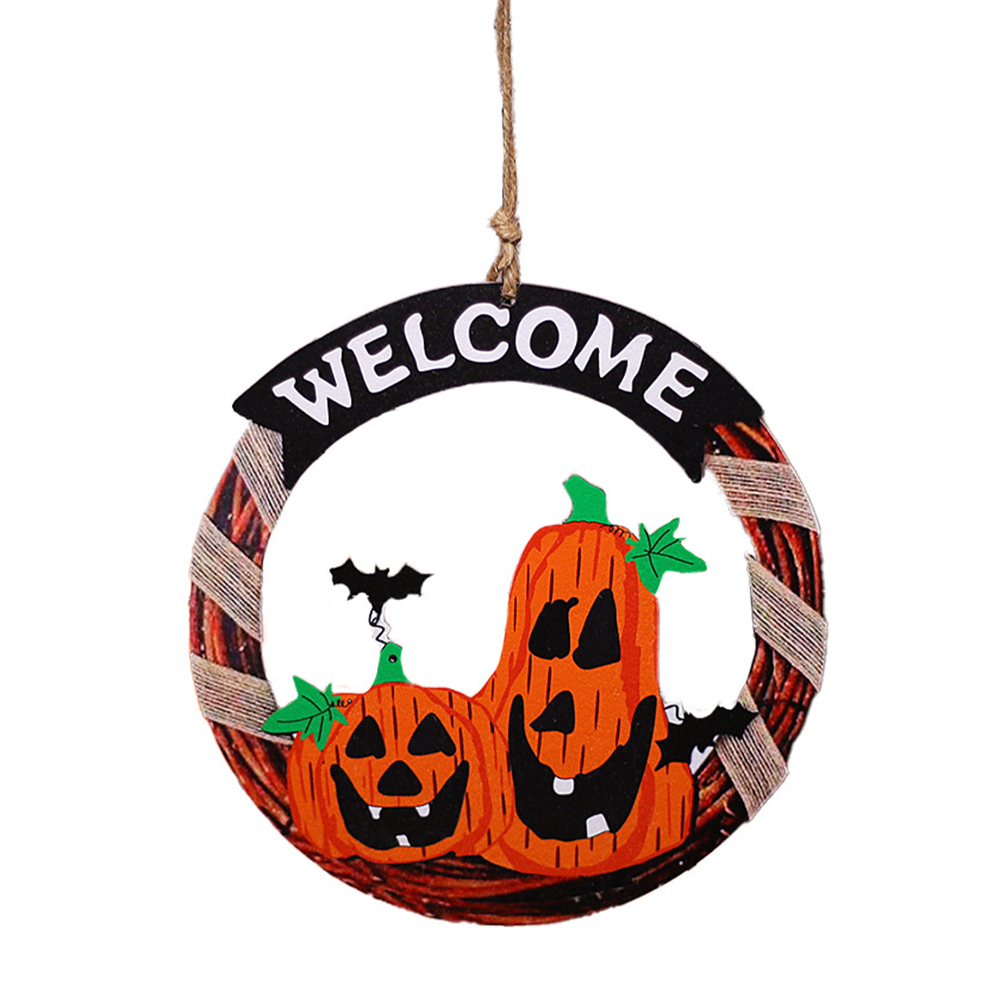 Halloween round door panel wooden pendant ghost festival party scene layout props wholesale