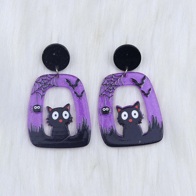 Halloween Square and Round Hollow Earrings earrings
