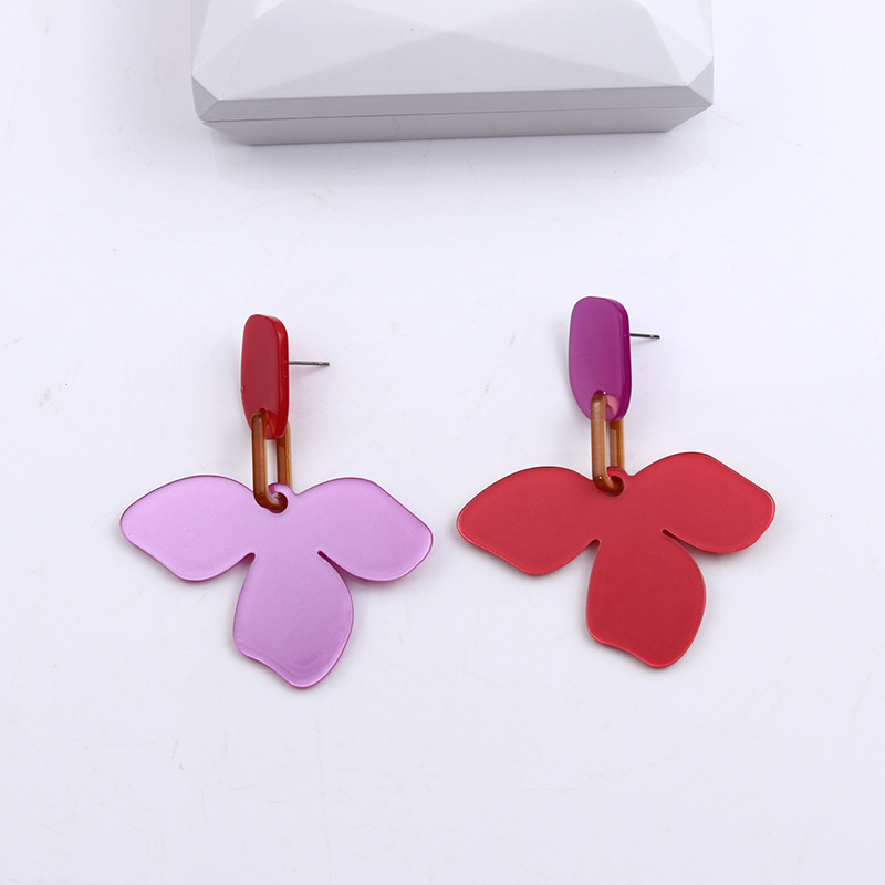 Contrast color patchwork flower earrings