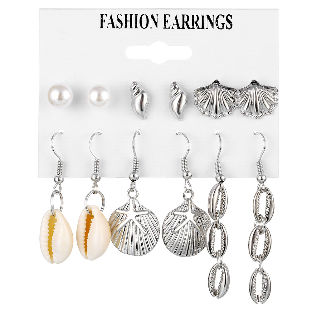 Gold and silver shell natural scallop earring set