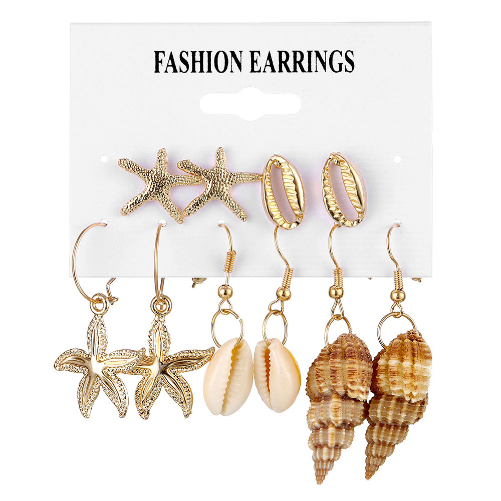 Gold and silver shell natural scallop earring set