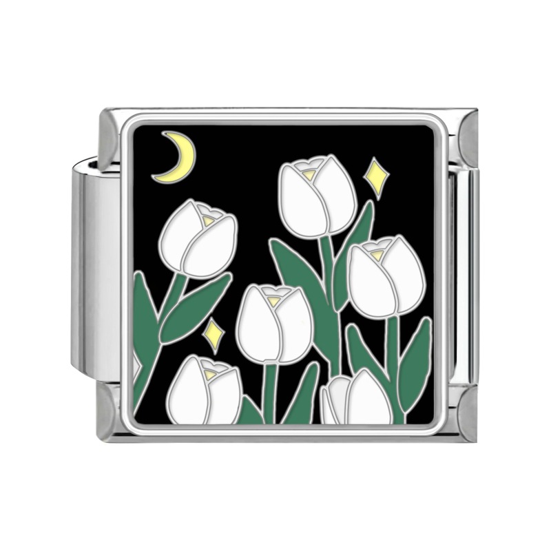 9mm Flower Italian Modular  Nomination Composable Bracelet Stainless Steel
