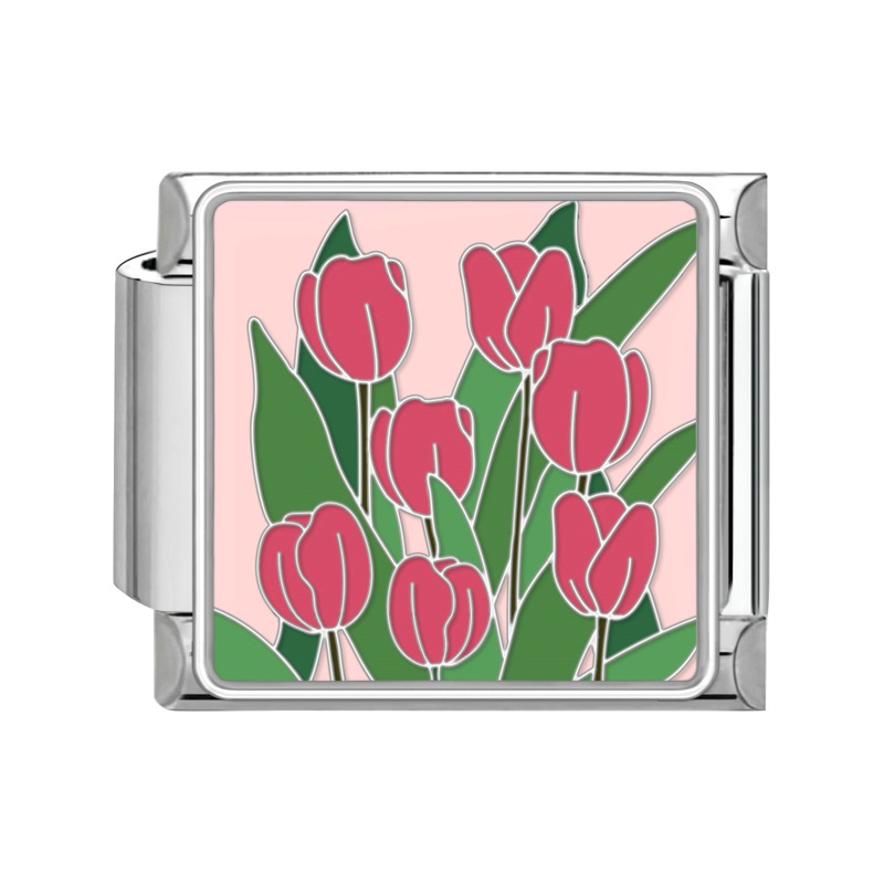 9mm Flower Italian Modular  Nomination Composable Bracelet Stainless Steel