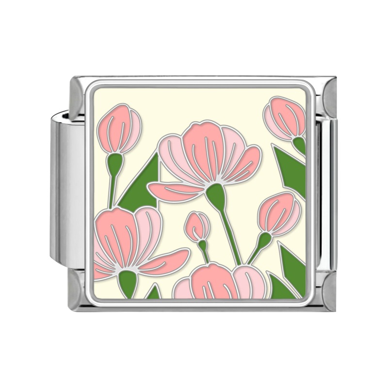 9mm Flower Italian Modular  Nomination Composable Bracelet Stainless Steel