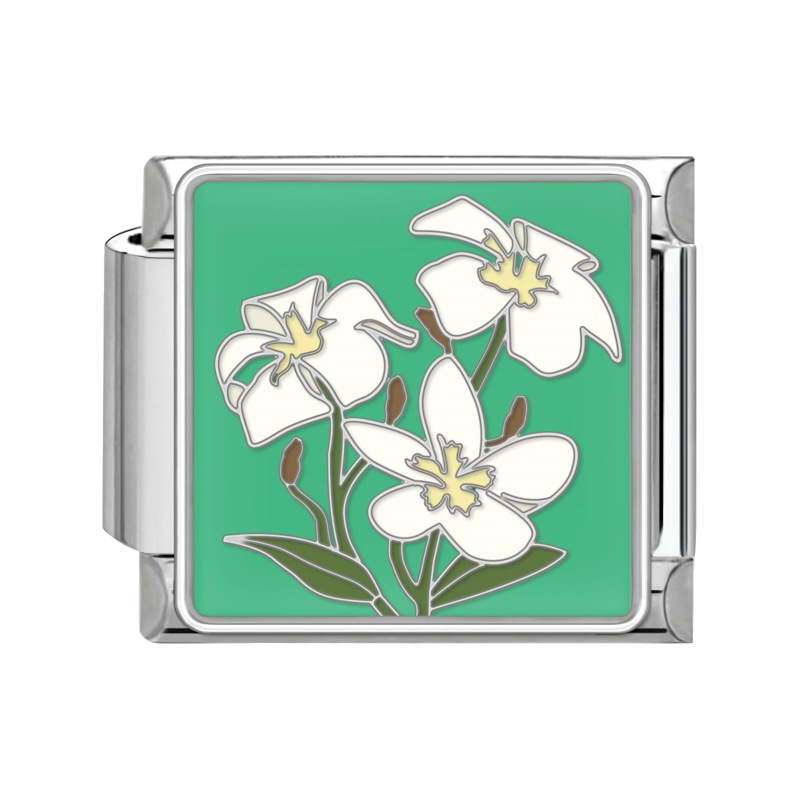 9mm Flower Italian Modular  Nomination Composable Bracelet Stainless Steel