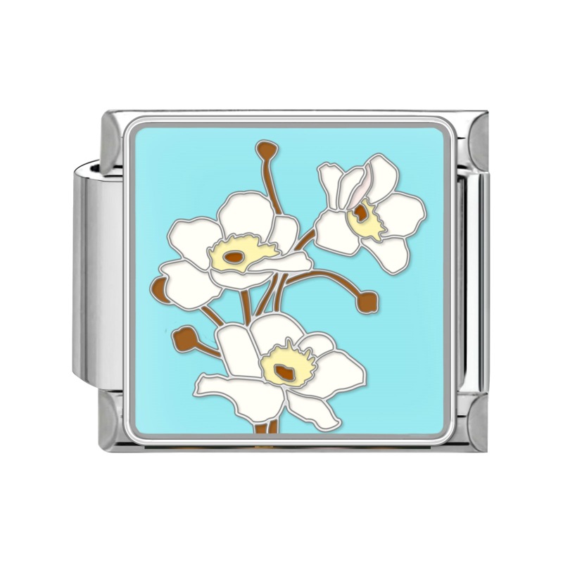 9mm Flower Italian Modular  Nomination Composable Bracelet Stainless Steel