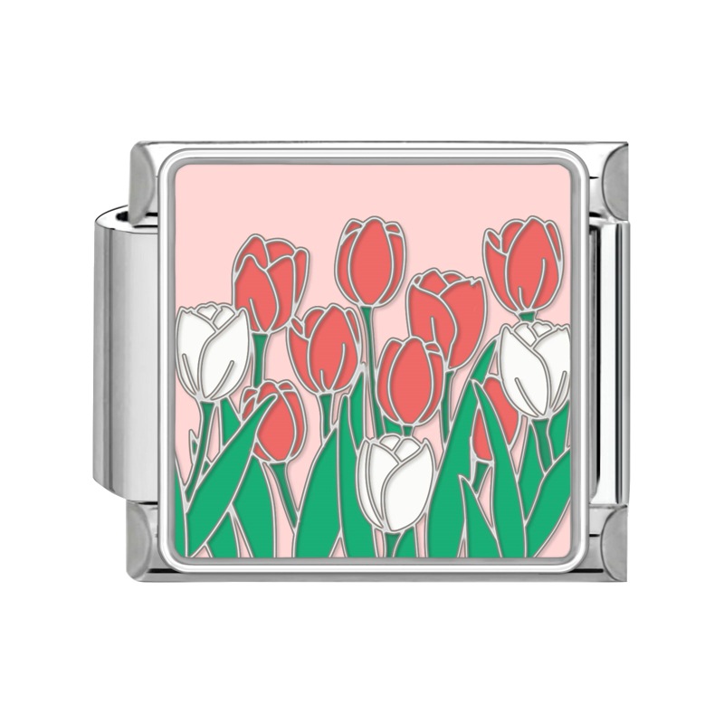 9mm Flower Italian Modular  Nomination Composable Bracelet Stainless Steel