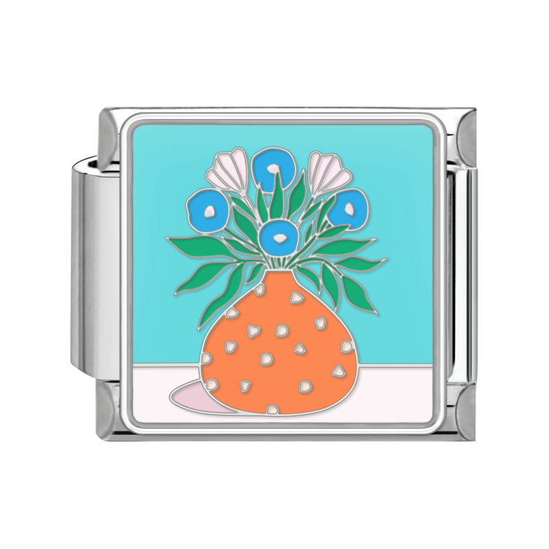 9mm Flower Italian Modular  Nomination Composable Bracelet Stainless Steel