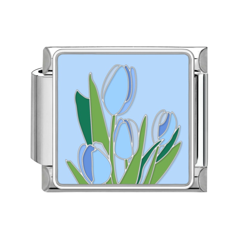 9mm Flower Italian Modular  Nomination Composable Bracelet Stainless Steel