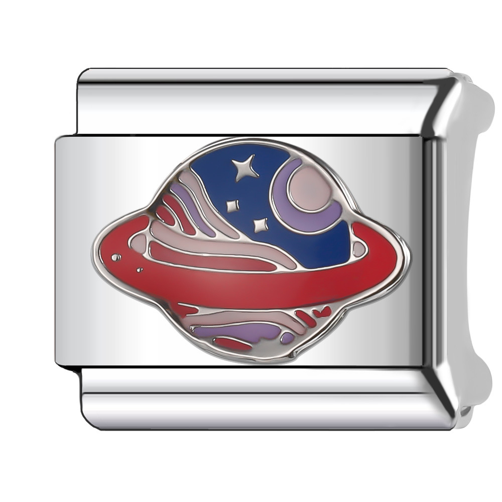 9 mm Planet Moon Pattern Italian Modular Nomination Composable Bracelet Stainless Steel