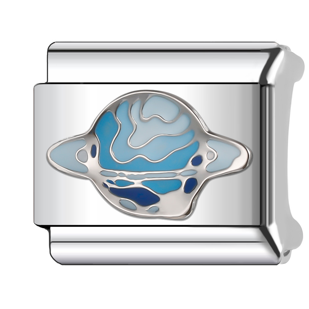 9 mm Planet Moon Pattern Italian Modular Nomination Composable Bracelet Stainless Steel