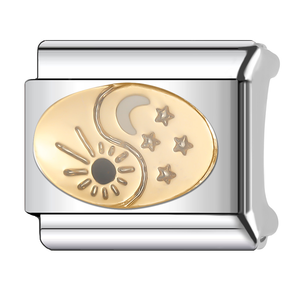 9 mm Planet Moon Pattern Italian Modular Nomination Composable Bracelet Stainless Steel