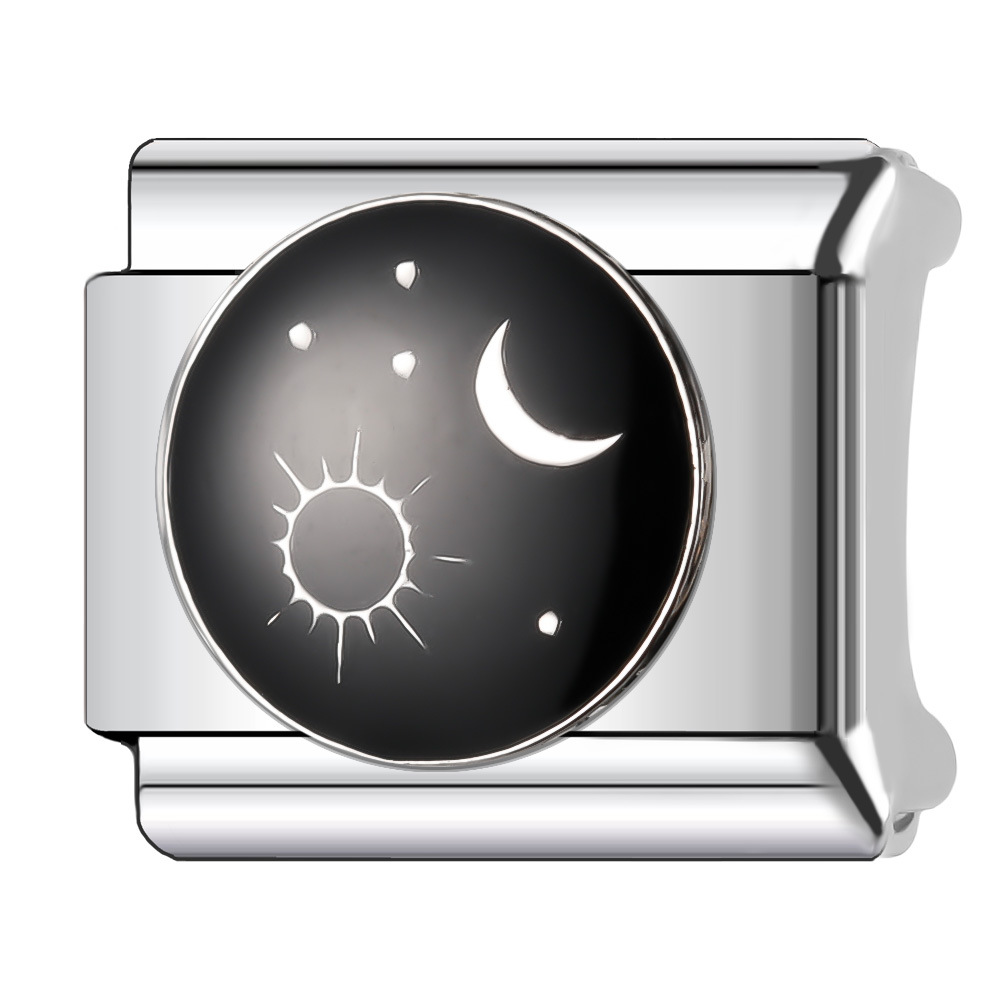 9 mm Planet Moon Pattern Italian Modular Nomination Composable Bracelet Stainless Steel
