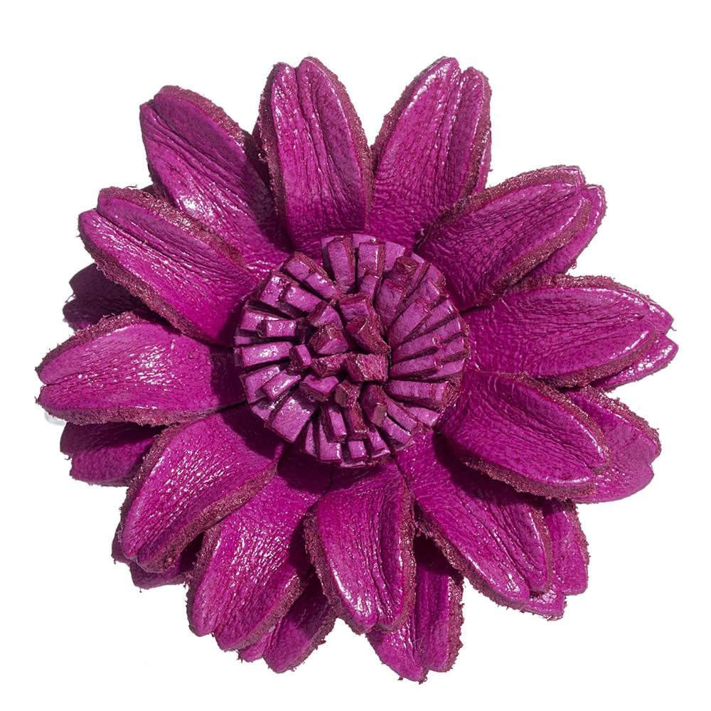 hand made real genuine leather flower brooch