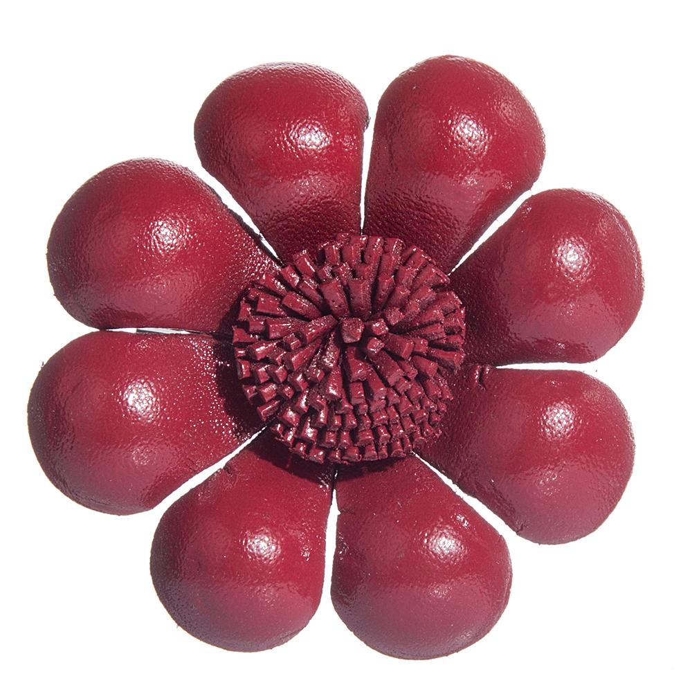 hand made real genuine leather flower brooch