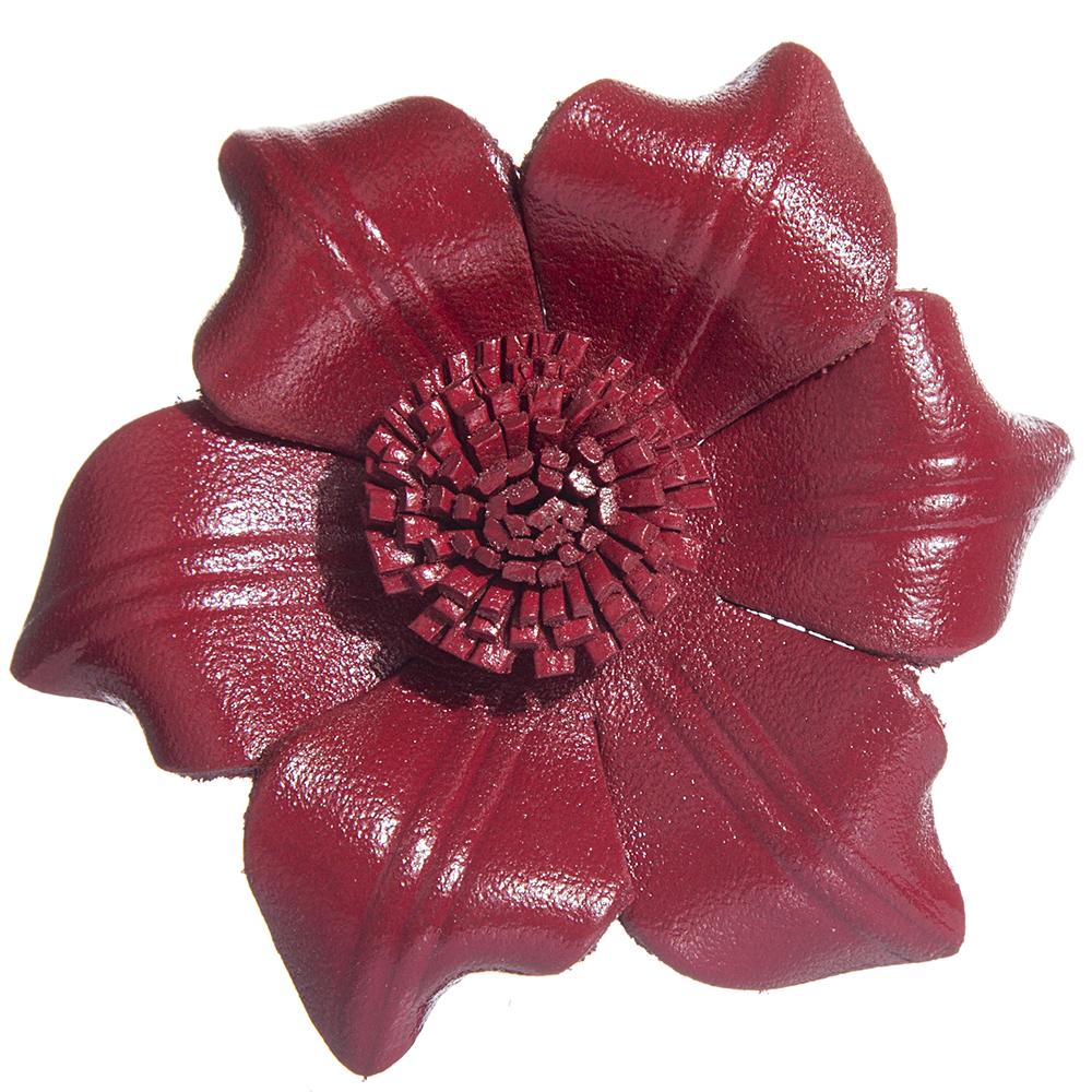 hand made real genuine leather flower brooch