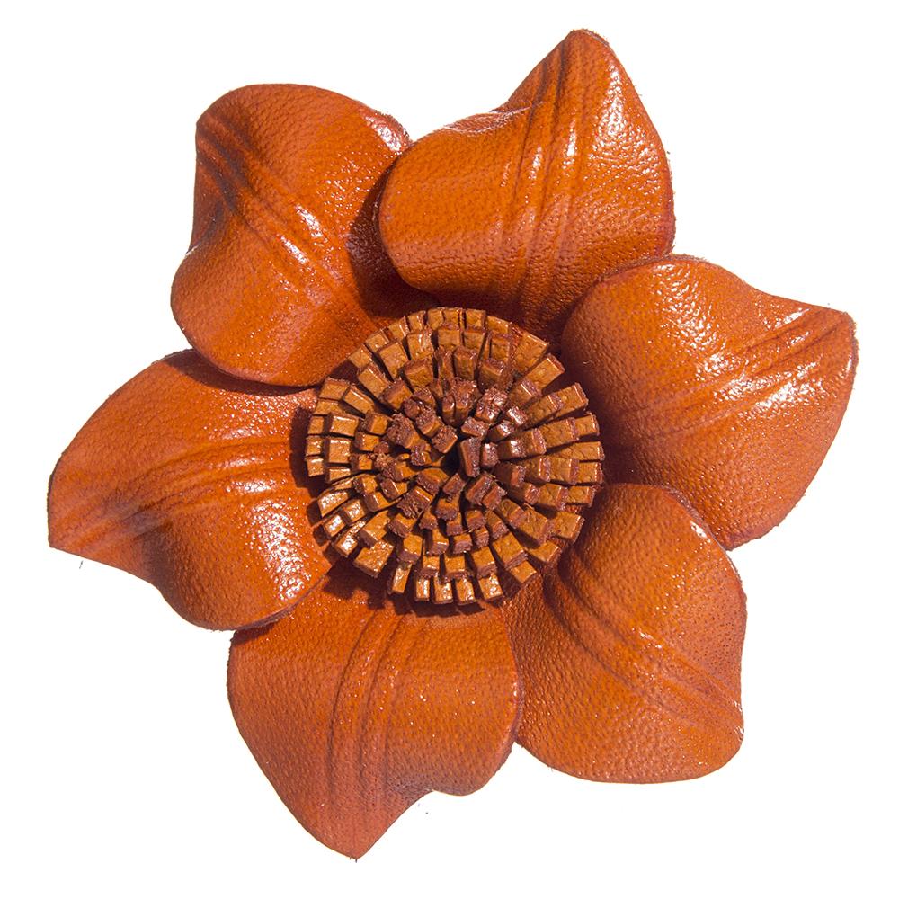 hand made real genuine leather flower brooch