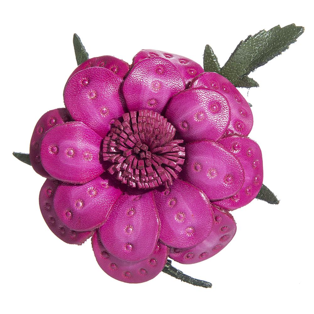 hand made real genuine leather flower brooch