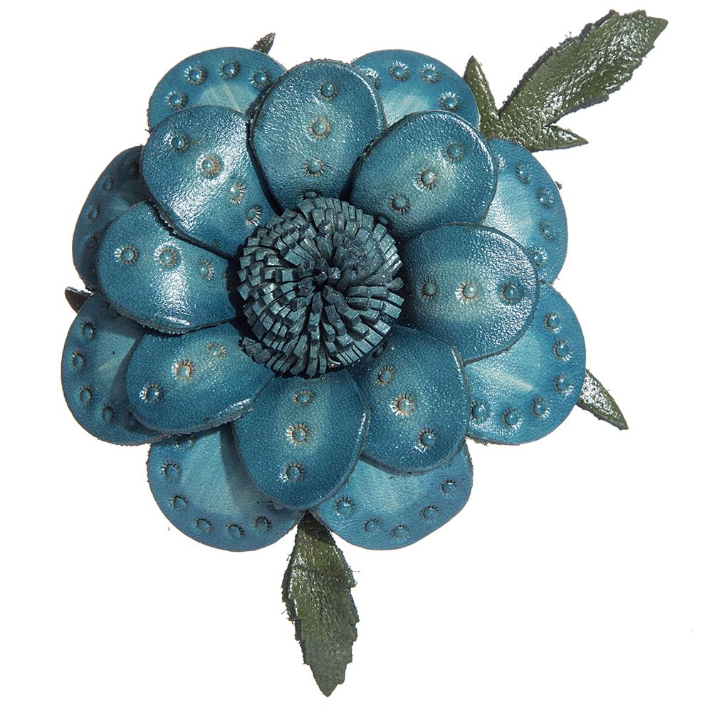 hand made real genuine leather flower brooch