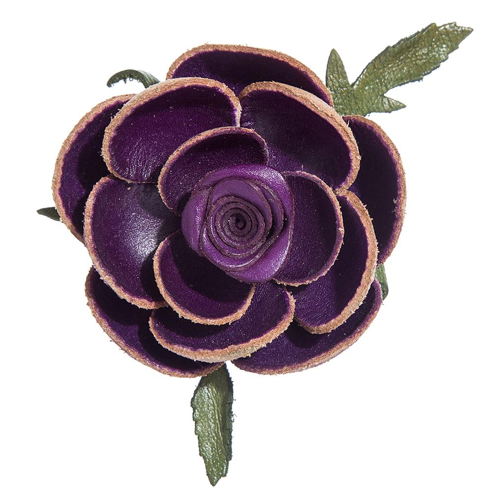 hand made real genuine leather flower brooch